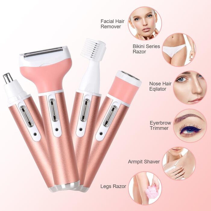 Електричний жіночий бритва ACWOO 4-в-1: для обличчя, носа, під пахвами, в зоні бікіні. USB-зарядка (G-orange)