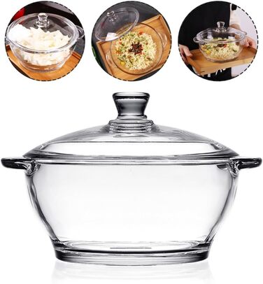 Cabilock Glass Pot Soup Pot Glass Pot Induction Pot Glass Pan Heat-Resistant Glass Pot Borosilicate Glass Pot Braising Pot Noodle Bowl For Transparent M Yogurt Casserole