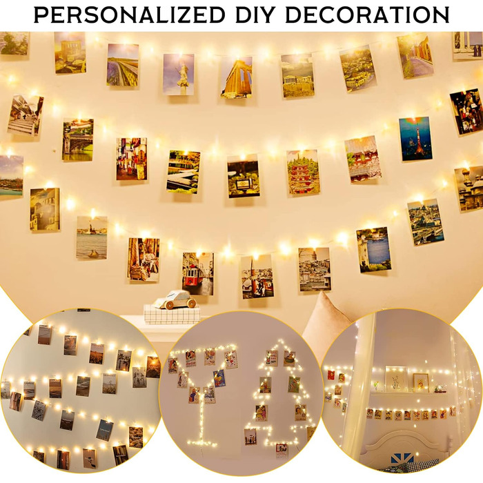 Гірлянда світлодіодна зовнішня/внутрішня 23м, 200 LED, 8 режимів, функція пам'яті, тепле світло, з USB, для декору