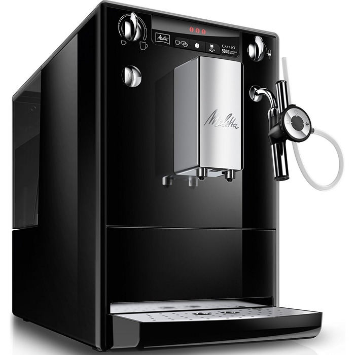 Melitta Caffeo Solo & Perfect Milk - Fully Automatic Coffee Machine - with Milk System - Milk Frother - 3-stage Adjustable Coffee Strength - Black (E957-201) Black Fully Automatic Coffee Machine