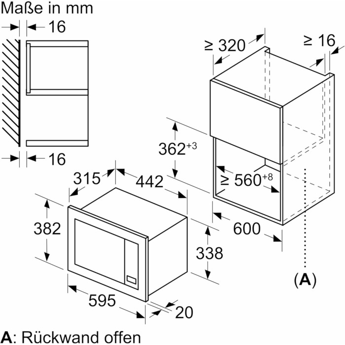 Вбудована мікрохвильова піч Bosch BFL524MS0, 60 см, чорний колір, 800 Вт, LED-дисплей
