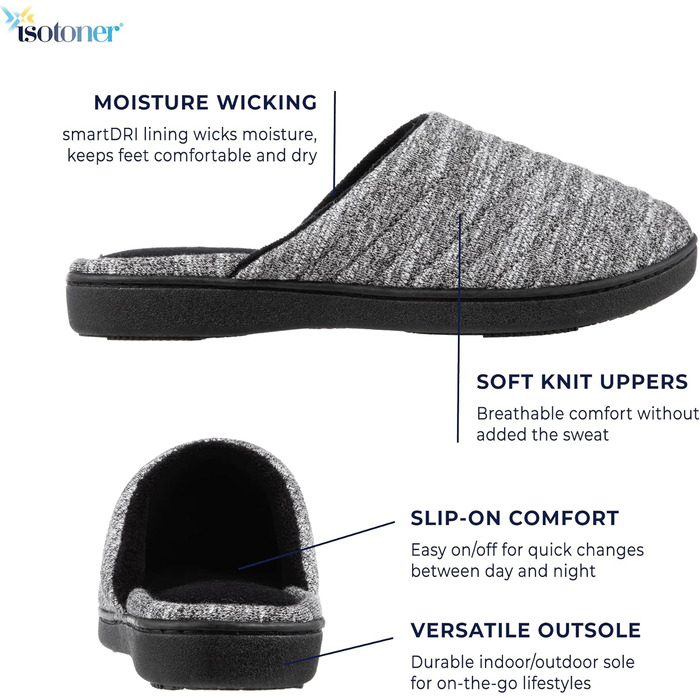 Тапочки-клоги Isotoner Andrea для жінок, Space Knit, фіолетові, 37/38 EU