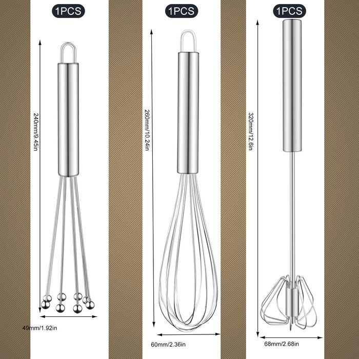 Набір міксерів з нержавіючої сталі, 3 шт. (Ballon, Flexi, з кульками) для випічки та змішування тіста, сріблястий