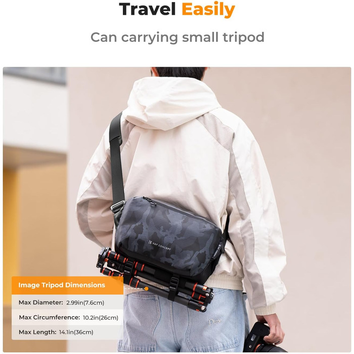 Рюкзак для камери K&F Concept, сумка через плече, фотосумка, камери, сумісний з Canon/Nikon/Sony/DJI Mavic, камуфляж M