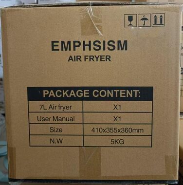 Аерофритюрниця Emphsism XXL 7 л, 1700 Вт з оглядовим вікном, LED-екраном, 10 програмами, без жиру, підсвітка, функція розігріву