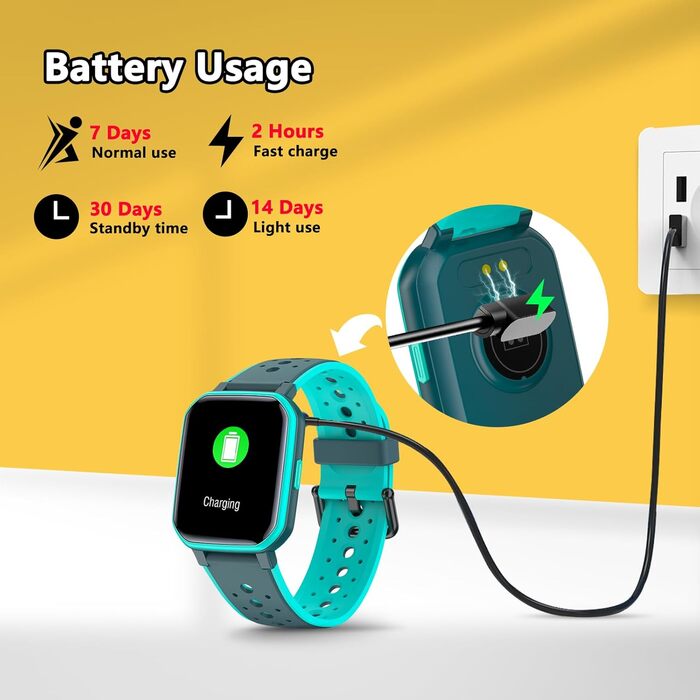 Дитячий розумний годинник Kinder Smartwatch: фітнес-трекер, IP68, 19 режимів, моніторинг серця та сну, 19 спортивних режимів, зелений колір