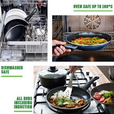 GreenChef Diamond Soft Grip Non-Stick Coating, 30cm, PFAS-free, Induction, Dishwasher-safe, Black 30cm (Frying Pan Set, 2-piece Frying Pan Set)