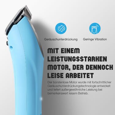 Професійна машинка для стрижки собак, 2 швидкості, ергономічний дизайн, для собак та котів, стрижка густого, довгого та кучерявого хутра, світло-блакитна