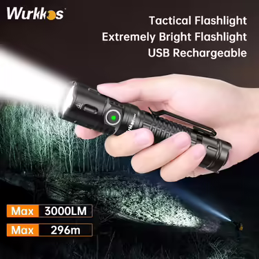 Тактичний ліхтарик Wurkkos TD04 3000LM, світлодіодний, USB-зарядка, надяскравий, 8 режимів, водонепроникний IP68, для кемпінгу та EDC