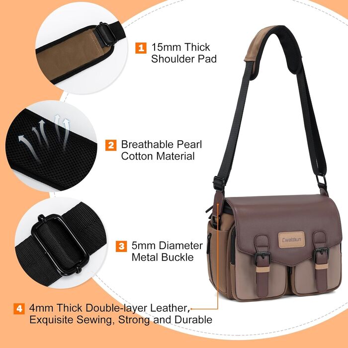 Компактна камера Cwatcun з водонепроникним корпусом та штативом, для фотографії DLR/LR/piegelloe, об'єктив (коричневий)