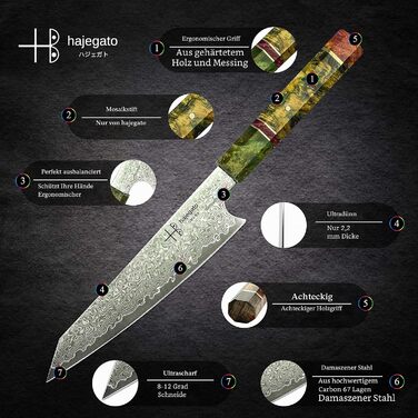 Професійний кухонний ніж Petty Hajegato Damast VG10 15.2 см, 67 шарів дамаської сталі