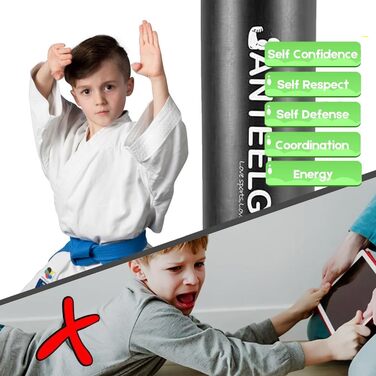 Надувний боксерський мішок для дітей JanTeelGO 150 см з боксерськими рукавичками. Ідеально для карате, тхеквондо, MMA. Подарунок для хлопчиків та дівчаток 3-12 років