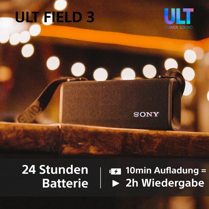 Sony ULT Field 3 Forest Grey – Портативна Bluetooth колонка з глибоким басом, 24 год автономії, IP67 (водонепроникна, пилозахищена, ударостійка)