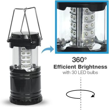 Party-Saving 4-Pack Portable Bright Camping Light with Folding Design and 30 LED Lights, APL1424