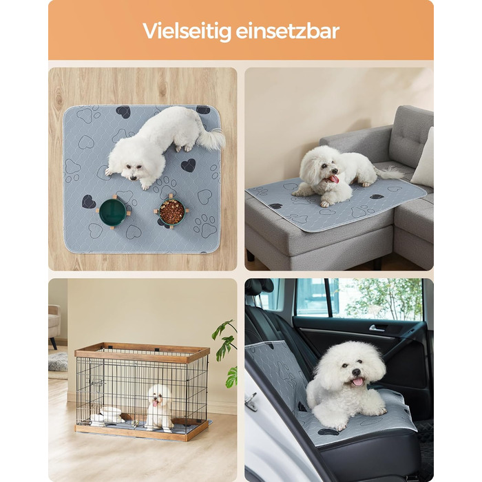 Підстилка для собак Feandrea, 2 шт., 122 x 91 см, XL, сіра, водонепроникна, супер поглинаюча, для собак