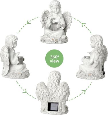 Tuzsocr Angel Garden Figurines Solar Stake Lights for Outdoors, Weatherproof Grave Decorations for Cemetery Outdoor Garden Decor