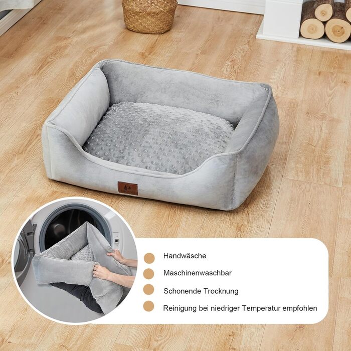 Snocyo Dog Bed - Small Dogs, Cat Bed - Fluffy and Cozy, Washable and Super Soft Dog Sofa Dog Cushion, Padded Dog Mat, Grey, 55×45×16cm