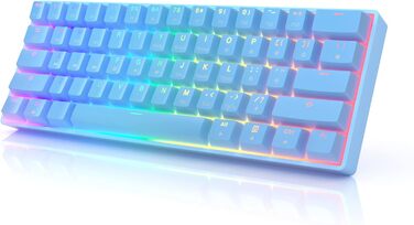 Механічна клавіатура HK Gaming GK61: 61 програмованих клавіш, RGB-підсвічування, сумісна з Windows/Mac, QWERTY, Hotswap, перемикачі Gateron Black, Malibu