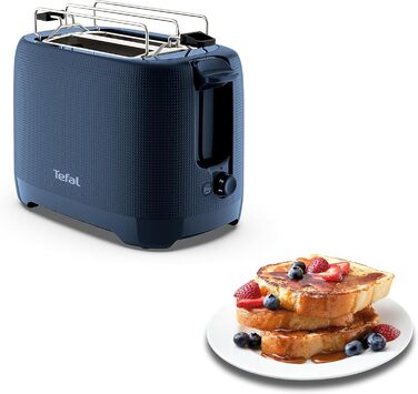 Tefal TT2M14 Morning Toaster | Two-Slot | Elegant Design | Bun Warmer | 7 Browning Levels | Extra-Wide Slots | Stop Function | Wanted Blue