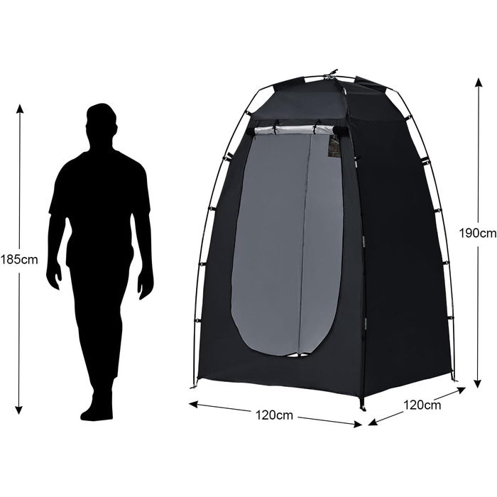CLIPOP Pop-Up Tent - Waterproof, Lightweight, 1-Layer Spring Camping Tent - Easy Setup for Beach, Hiking, Festival, Outdoor - Black