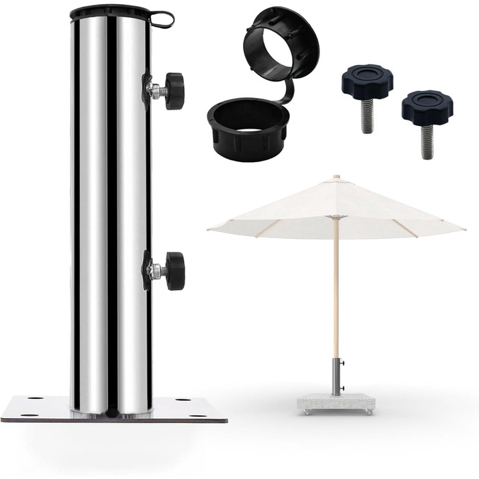 Stainless steel standpipe | Umbrella stand for granite/concrete base 41-51 mm | 4 drill holes