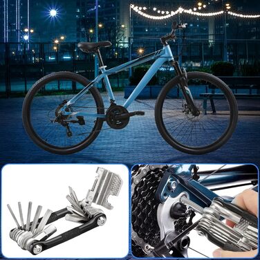 Мультитул для велосипеда 17 в 1: набір інструментів для ремонту велосипеда, знімач ланцюга, шестигранники, ключ для спиць. Підходить для шосейних та гірських велосипедів