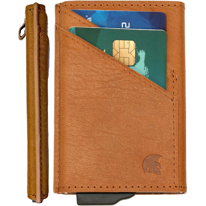 Чоловічий металевий картхолдер POWR Wallet з відділенням для монет. Мінімалістичний картхолдер для чоловіків (колір: коричневий)