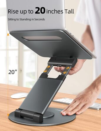 NULAXY Adjustable Laptop Stand - 360° Swivel Base, Height Adjustable up to 20