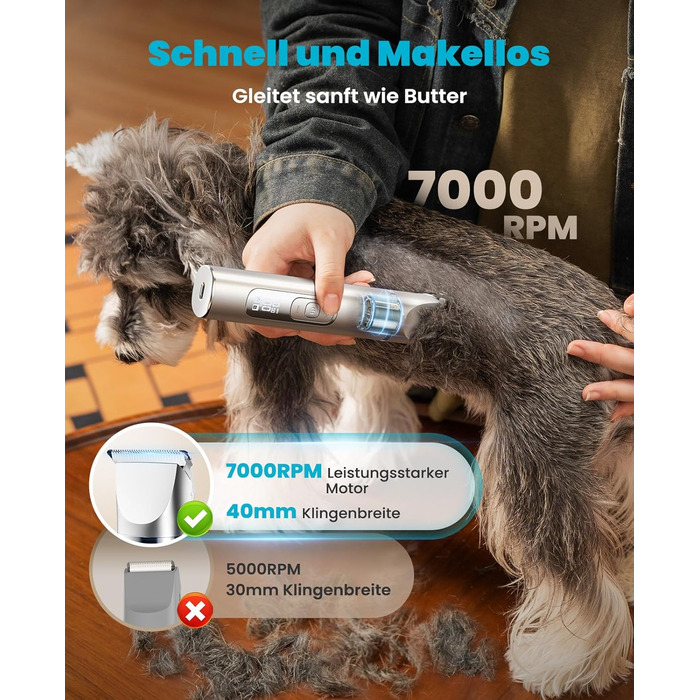 Набір для стрижки собак 4-в-1 Oneisall: стрижка, триммінг, шліфування кігтів. Тиха машинка для собак та котів з LCD-дисплеєм. Ідеально для тіла, лап, очей, вух, обличчя.