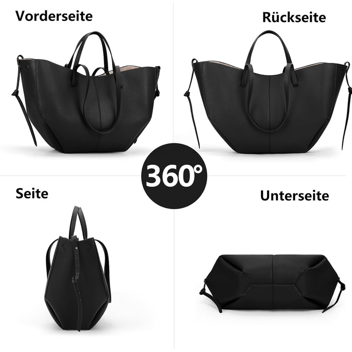 Велика жіноча сумка-шопер TIAASTAP зі штучної шкіри, елегантна сумка на плече для університету, покупок, подорожей, чорна