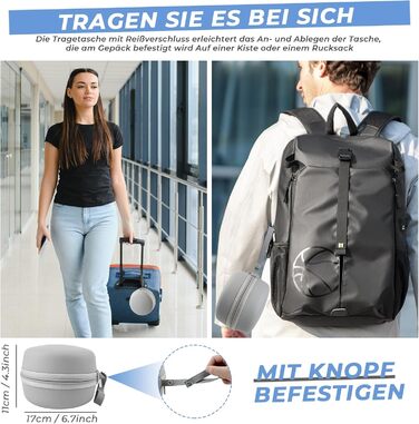 Memory Foam Travel Pillow with Storage Box - Orthopedic Neck Pillow for Airplane, Car, Train - Bluegray Ice Silk