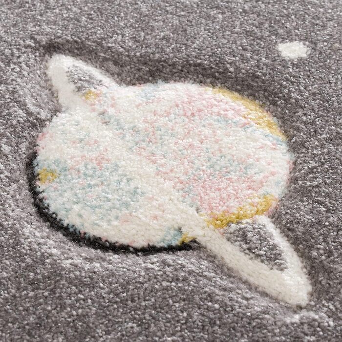 Paco Home Kids Rug, Play Rug for Children's Room with Planets and Stars, in Grey, Size: 120x170 cm 120 x 170 cm