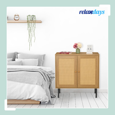 Relaxdays Комод 2 двері з ротанга