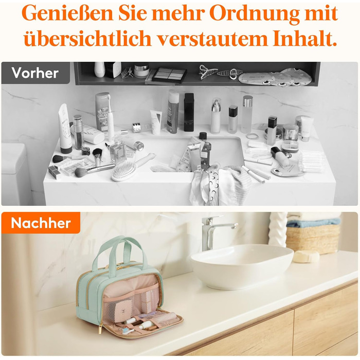 Валіза-органайзер для подорожей Lifewit 5L, водонепроникний, з відділенням для мокрого одягу, для косметики та туалетних аксесуарів (М'ятний, ML)