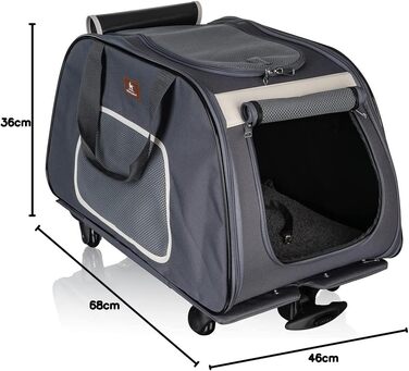 Транспортна сумка-тролей для собак Knuffelwuff, розкладний, з ручкою, S (68x36x46 см)