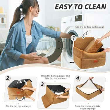Автомобільний лежак для собак, підходить для малих та середніх порід, з кишенями для зберігання, поводок, посилений лежак для собак у авто, підходить на заднє та переднє сидіння (Колір: Коричневий)
