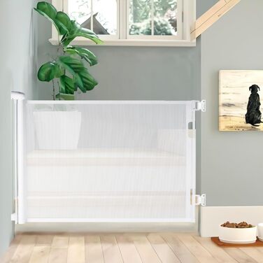 Захисне ворота для дитячих воріт, розтягуване 0-140 см, захист для дитини та домашніх тварин. Підходить для сходів, дверей, тераси (білий)