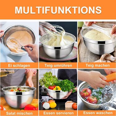 Homikit Mixing Bowl Set, Stainless Steel Bowl 7-Piece Set, Salad Bowl with Airtight Lid for Cooking/Baking/Serving, Nesting & Dishwasher Safe, 6.5/4.5/2.7/2.5/1.5/1.2/0.7L, Black