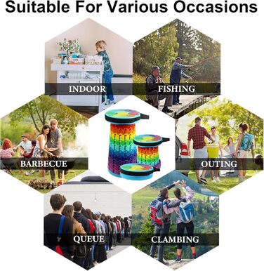 Тeleskopний складаний стілець для кемпінгу, риболовлі, подорожей та відпочинку на природі. Міцний, з вагою до 280 кг, колір: сонячно-зелений (26x26x46 см)