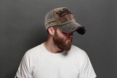 Кепка бейсболка вінтажна Baumwolle з бавовни, випрана джинсова, з потертостями, для чоловіків та жінок, стильна, спортивна, hip hop, регульована, універсальний розмір, колір A-Braun