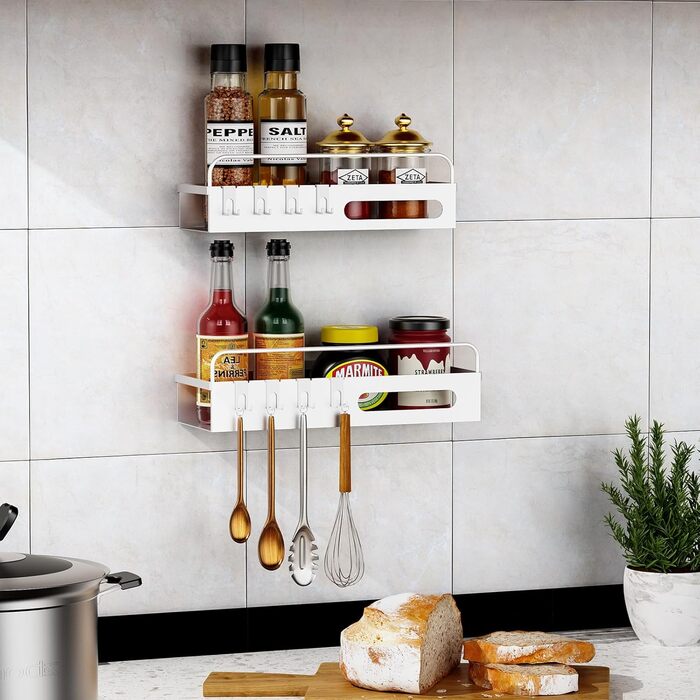 Полка для душу Uamector без свердління - Дзеркальна полиця для ванної кімнати, нержавіюча сталь, 2 шт. (3 шт. залізні пластини, білий)