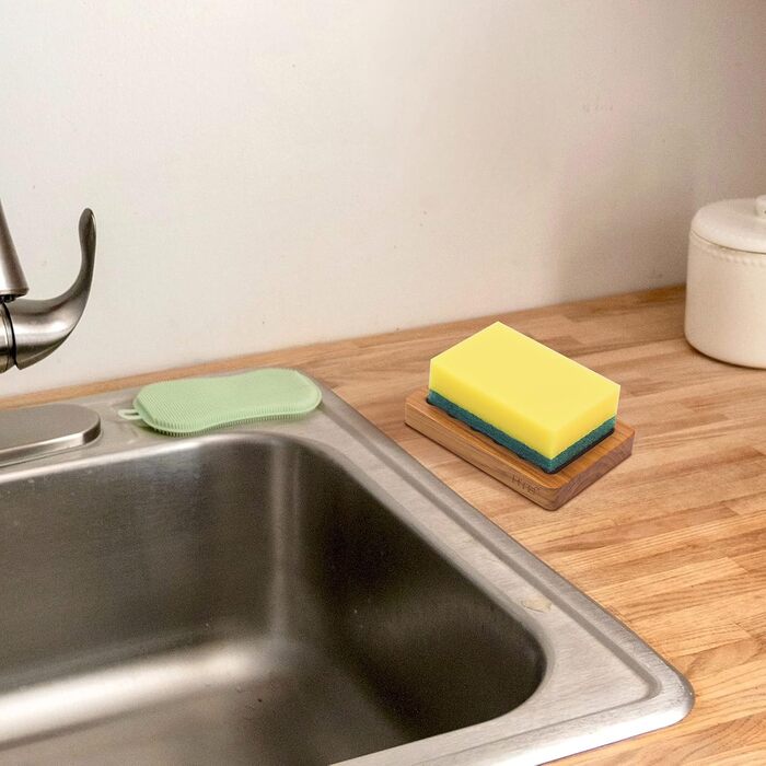 Дерев'яна мильниця з теку (водоспад) від HTB - мильниця з дерева для ванної, кухні, умивальника та стільниці