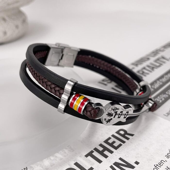 Чоловічий браслет зі шкіри та нержавіючої сталі з магнітною застібкою в подарунковій коробці - стильний аксесуар для чоловіків