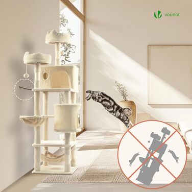 Котячий будиночок Vounot Kratzbaum Kein: стабільний котячий будиночок з платформами, SISAL-стовпчики, 88 см (Бежевий, XXL)