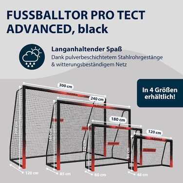 Ворота для футболу HUDORA Pro Tect 120 Advanced – Outdoor з сіткою та захисним покриттям для дітей та дорослих. Легка збірка, біло-чорний колір, 120 x 80 см