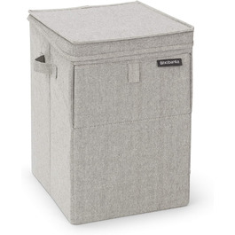 Brabantia - Stackable Laundry Box - Laundry Basket - Easy to fill and empty - Large volume - Folds flat quickly - Lightweight and sturdy handles - Grey - 35 L - 37.0 x 44.5 x 32.0 cm