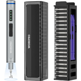 WORKPRO Набір викруток 42-в-1 електричний, для точних ремонтів телефонів, годинників, камер, з 36 бітами S2, магнітною коробкою, зарядкою Type-C