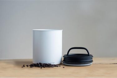 Airscape Coffee Storage Canister (1.1 kg dry beans) – large kilogram-sized container, patented airtight lid presses air out to preserve food freshness (white)