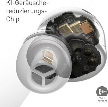 Technics EAH-AZ100E-S Бездротові навушники з активним шумозаглушенням, 10 мм драйвер, Bluetooth Multipoint, AI Voice Focus, срібні