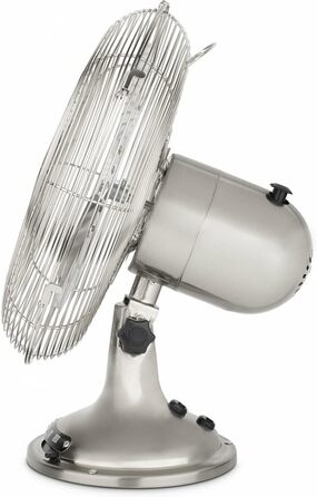 Електричний настільний вентилятор H.Koenig JOE48: тиха робота, металевий дизайн, 3 швидкості, фіксація/осіляція, регулювання кута нахилу, неслизька підставка